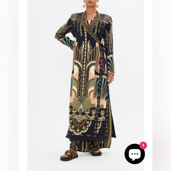 36 NWOT 1600.00 CAMILLA THEY CALL HER NEFERTARI HAND EMBELLISHED CROSS OVER COAT - Picture 1 of 5